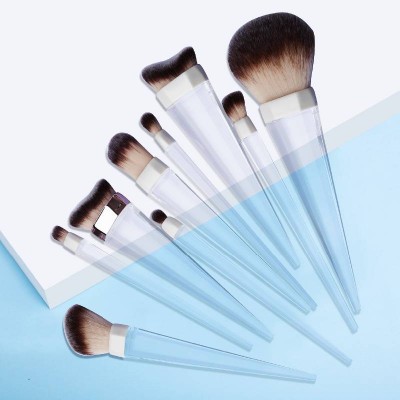 Free Sample Buy Plastic Handle Beauty Foundation Blush Eyebrow Blinged Makeup Brushes Set Private Label