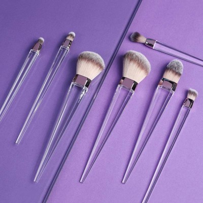 ST Future Synthetic Hair All Transparent Acrylic Handle Diamond Rhineston Makeup Brushes Wholesale