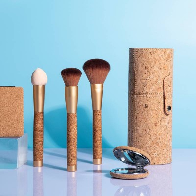 OEM Custom Synthetic Hair Face Brush High Quality Makeup Wooden Brushes with Bags