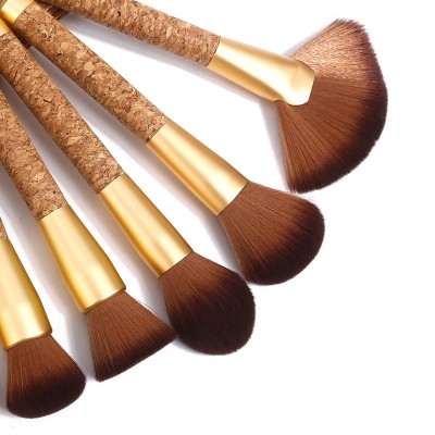 High Quality 6pcs Wooden Handle Wool Makeup Brushes Set Cosmetic Brush With Bag