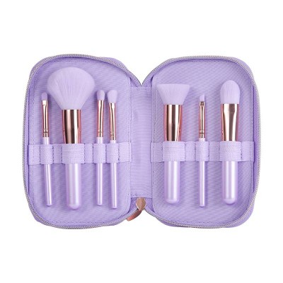 RTS Hot Sale Travel Size Beauty Mini Makeup Brush Set with Bag Elegant Purple Makeup Brush Set