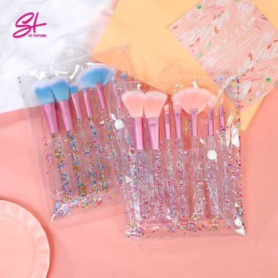 Liquid Crystal Makeup Tools Pink Blue Bling Glitter Sprinkle Cosmetics Brush Makeup Brush Set Private Label